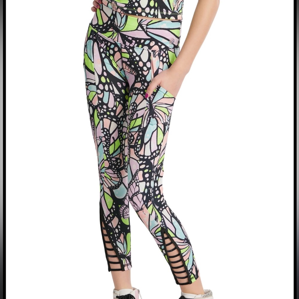 NWT Justice Girls Butterfly Print Ankle Leggings Size 10